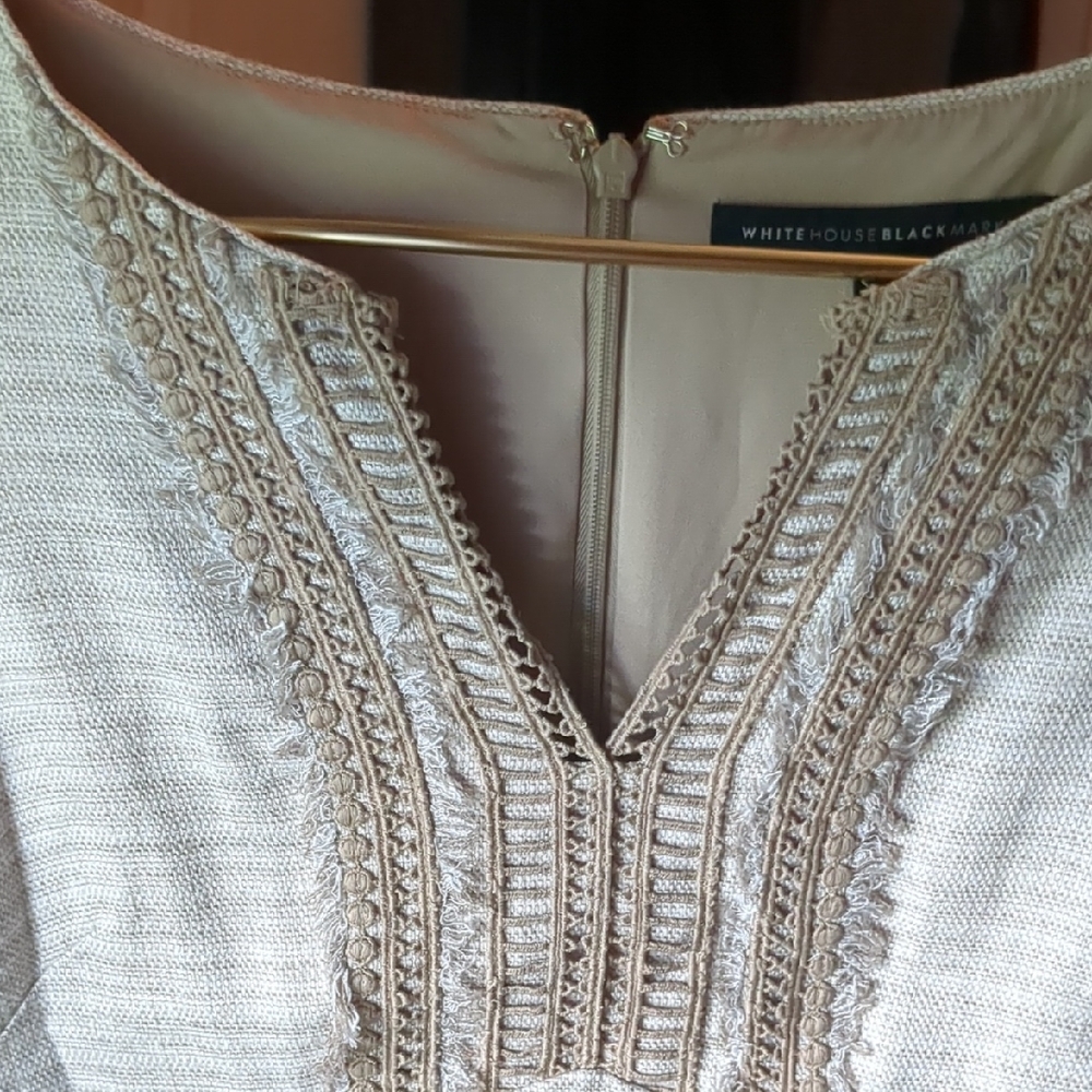 White House Black Market Cream Textured Dress